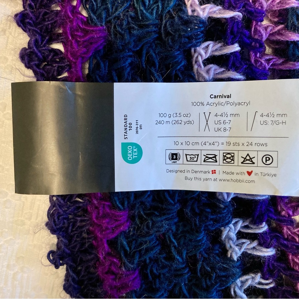 Hand-Crafted Triangular Shawlvibrant Purples And … - image 7